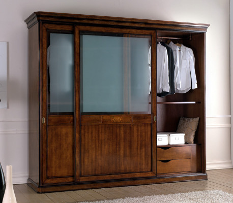 Schrank Echtholz Kleiderschrank Massive Schlafzimmer Möbel Italien Holzschrank