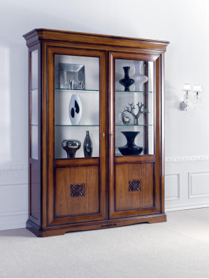 Vitrinen Glas Schrank Echtholz Vitrine Wohnzimmer Möbel Anrichte Massive Holz