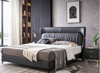 Luxus Bett Schlafzimmer Leder Polster Deko Doppel Betten Metall Design