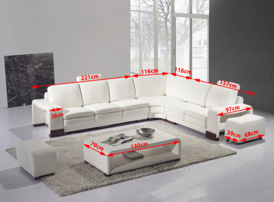 Designer Sofa Couch Ecksofa mit Hocker Polster Garnitur Wohnlandschaft