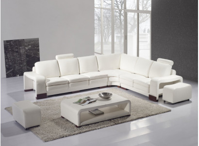 Designer Sofa Couch Ecksofa mit Hocker Polster Garnitur Wohnlandschaft