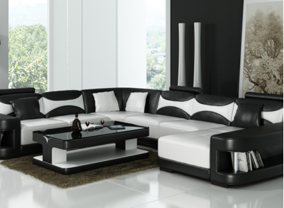 Luxus Ecksofa Sofa Polster Couch Wohnlandschaft U Form - Ledersofas