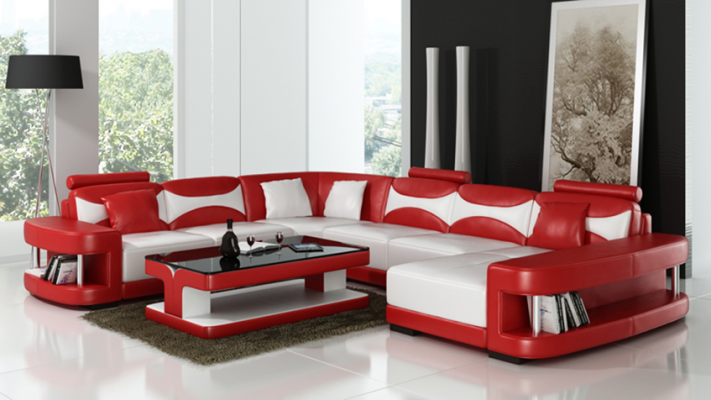 Luxus Ecksofa Sofa Polster Couch Wohnlandschaft U Form - Ledersofas