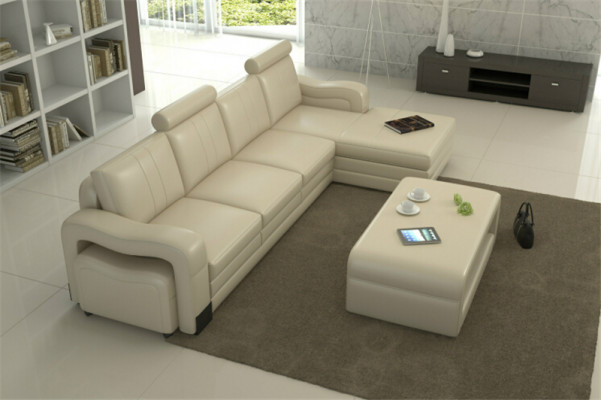 Leder Modern Couch Wohnlandschaft Ledersofa Sofagarnitur Sofa L-Form