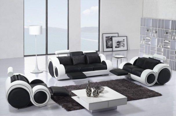 Designer Sofagarnitur 3+1+1 Sitzer Sofa Leder Couch Garnitur Polster Set