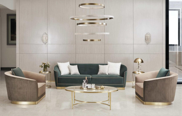 Sofagarnitur 3+2+1 Stoffsofa Sofa Couch Sitzer Textil Stoff Polster Gruppe Leder