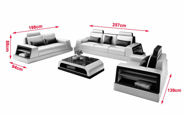 Ledersofa Couch Sofagarnitur Polster 3+1+1 Sitzer Couchen Sofa Design Leder Neu