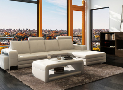 Leder Modern Couch Wohnlandschaft Ledersofa Sofagarnitur Sofa L-Form