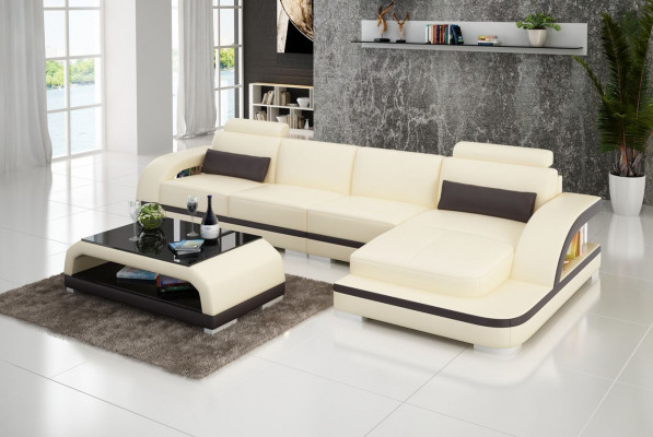 Ledersofa L-Form Couch Wohnlandschaft Ecksofa Dekor Garnitur Design Modern