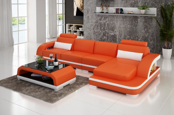 Ledersofa L-Form Couch Wohnlandschaft Ecksofa Dekor Garnitur Design Modern