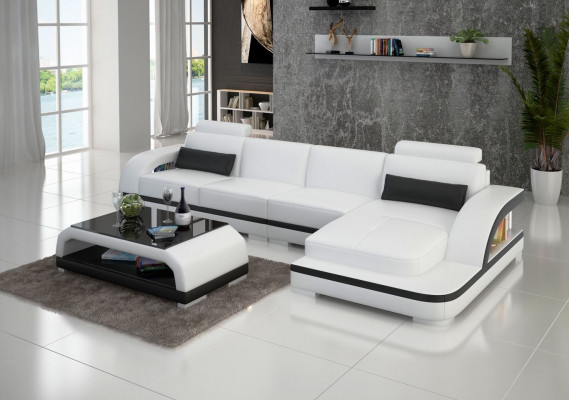 Ledersofa L-Form Couch Wohnlandschaft Ecksofa Dekor Garnitur Design Modern