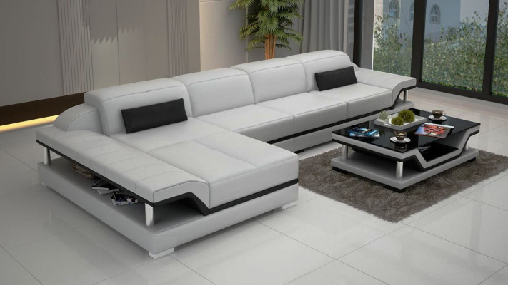 Design Ecksofa L-form Couch Leder Sofas Weiß Wohnlandschaft Couchen