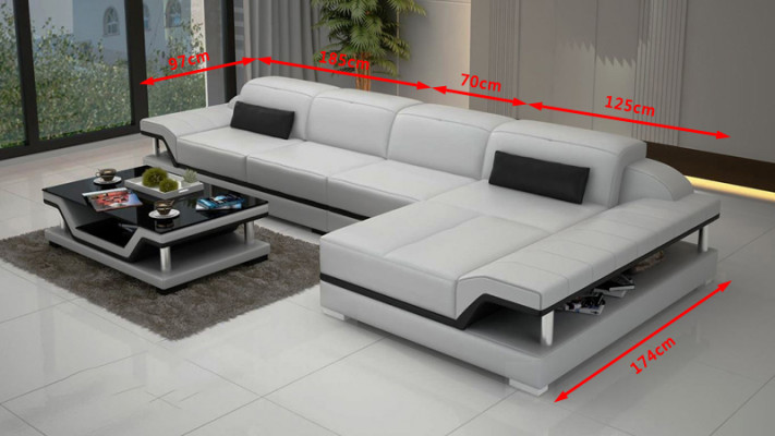 Design Ecksofa L-form Couch Leder Sofas Weiß Wohnlandschaft Couchen