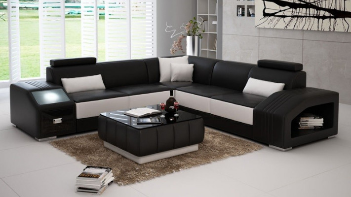 Ledersofa L-Form Couch Möbel Wohnlandschaft Ecksofa Garnitur Design