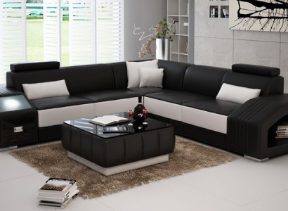 Ledersofa L-Form Couch Möbel Wohnlandschaft Ecksofa Garnitur Design