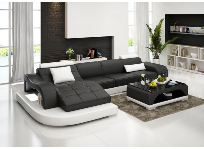 Ecksofa Leder Sofa Couch Polster Eck Sitz Wohnlandschaft Garnitur L-Form