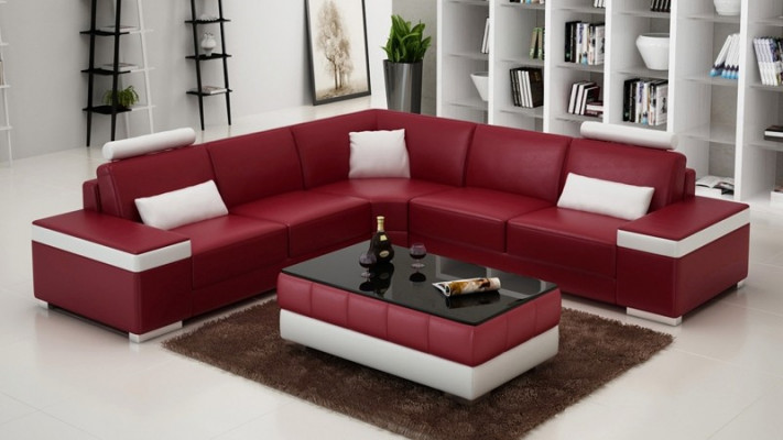 Ledersofa Möbel L-Form Couch Wohnlandschaft Ecksofa Garnitur Design