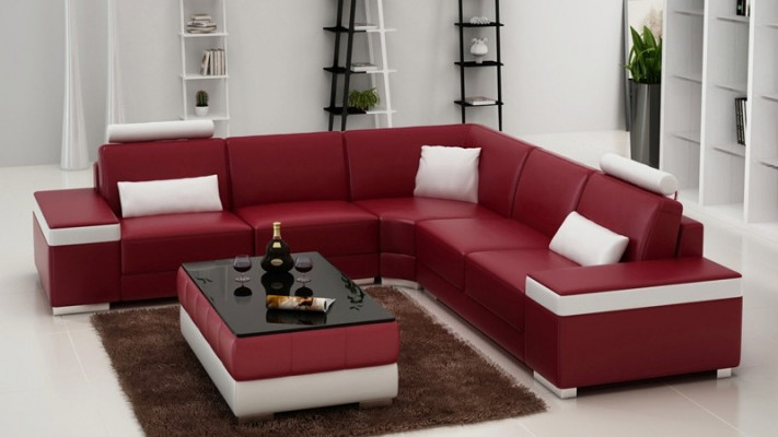 Ledersofa Möbel L-Form Couch Wohnlandschaft Ecksofa Garnitur Design