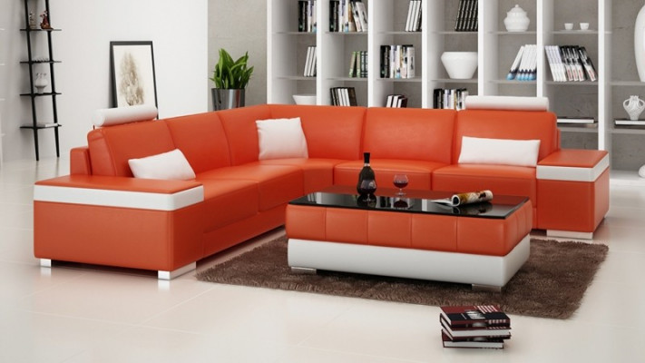 Ledersofa Möbel L-Form Couch Wohnlandschaft Ecksofa Garnitur Design