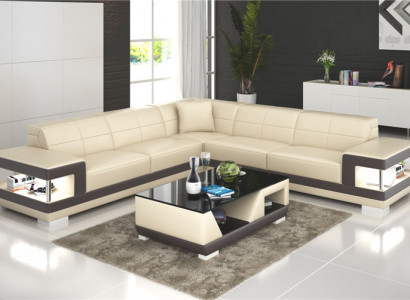 Ledersofa L-Form Couch Wohnlandschaft Ecksofa Garnitur Design Sofa