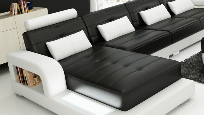 Möbel Ecksofa Leder Sofa Couch Polster Eck Sitz Wohnlandschaft Garnitur