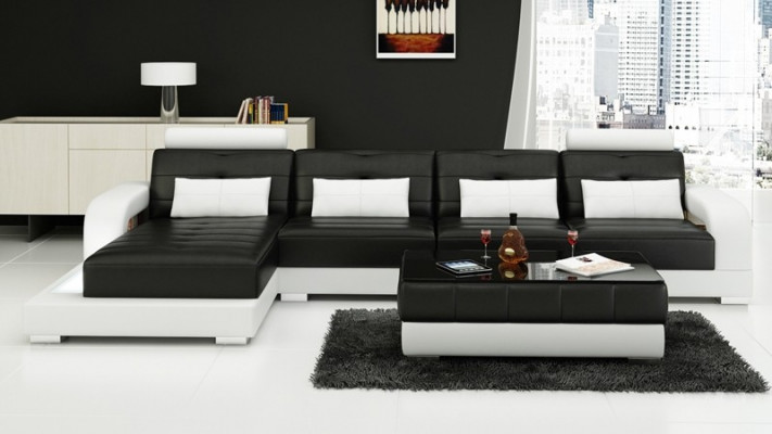 Möbel Ecksofa Leder Sofa Couch Polster Eck Sitz Wohnlandschaft Garnitur