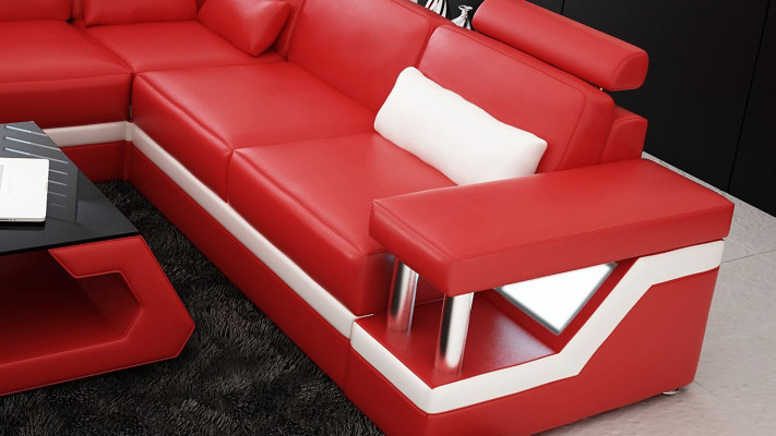 Couch Ecksofa Leder Wohnlandschaft Garnitur Design Modern Sofa L-Form