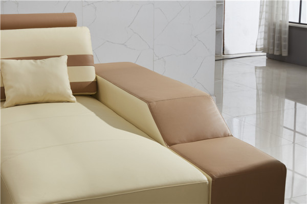 Ledersofa L-Form Couch Wohnlandschaft Ecksofa Garnitur Design Modern Sofa Beige