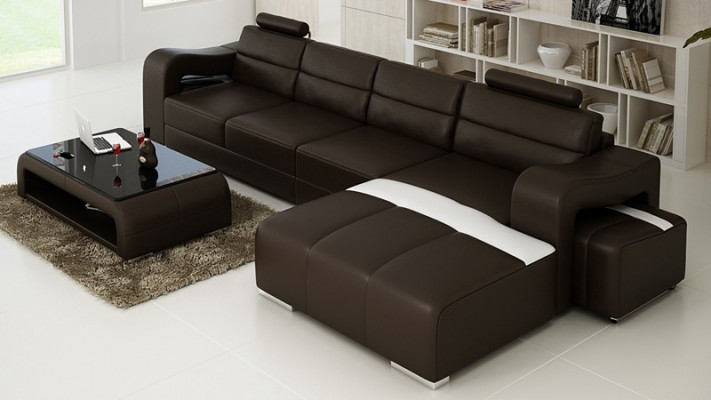 Couch Polster Garnitur Wohnlandschaft Design Ecksofa Leder Neu L Form