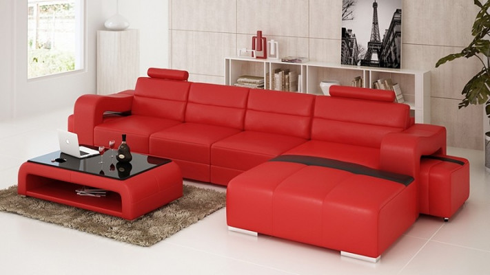 Couch Polster Garnitur Wohnlandschaft Design Ecksofa Leder Neu L Form