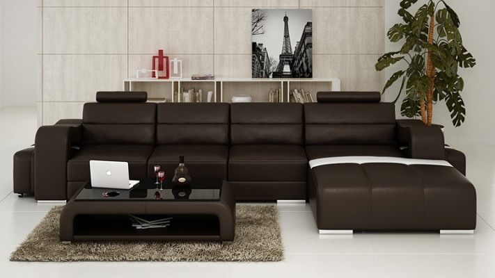 Couch Polster Garnitur Wohnlandschaft Design Ecksofa Leder Neu L Form