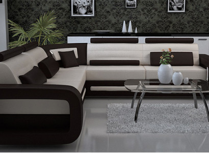 Ecksofa Polster Couch Leder Ecksofa Wohnlandschaft L-Form Polstergarnitur
