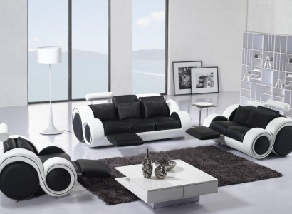 Ledersofa Couch Sofagarnitur Neu 3+2 Sitzer Garnitur Design Modern Sofa