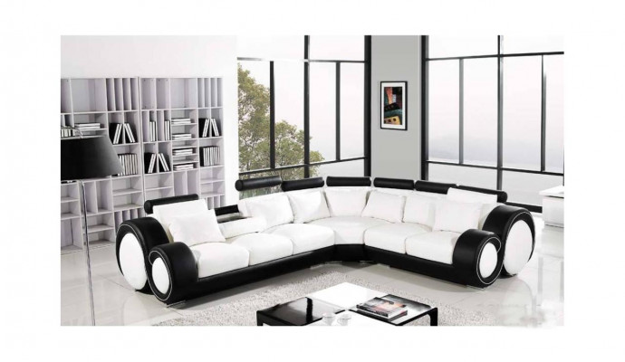 Ecksofa Leder Sofa Couch Polster Eck Sitz Wohnlandschaft Garnitur L-Form Stoff