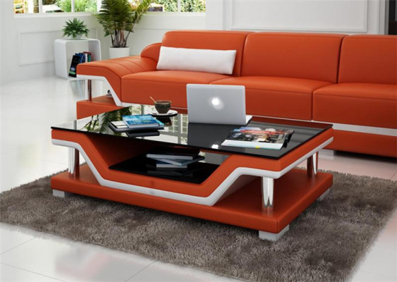 Gepolsterte Tische Schwarzer Couchtisch Glastisch Sofa Beistell Moderner