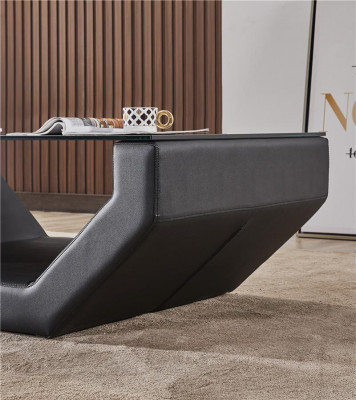 Edler Luxus Couchtische Glas Design Couch Tisch Sofa Beistell Leder Tische