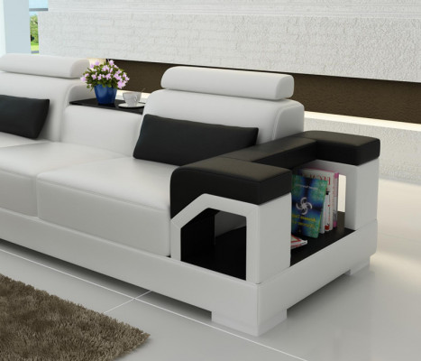 Moderne Ledersofa Couch Polster Eckgarnitur Ecksofas Sofa Couchen Ecksofa + USB