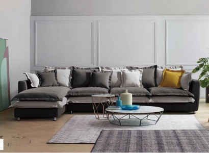 Eck Sofa Textil Sitz Polster Couch Garnitur Wohn Zimmer Landschaft Sofas