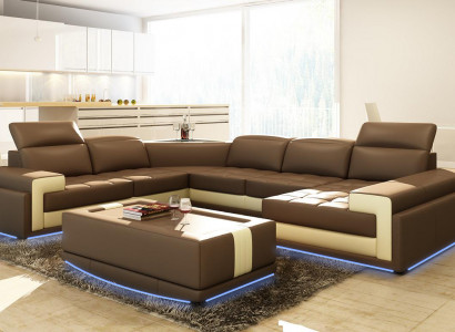 Ledersofa Couch Wohnlandschaft Ecksofa Modern Eck Garnitur Design Dekor