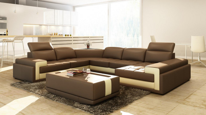 Ledersofa Couch Wohnlandschaft Ecksofa Modern Eck Garnitur Design Dekor
