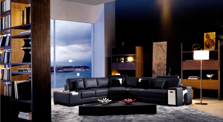 Designer Ecksofa Polster Wohnlandschaft Leder Couch Sofas Sofa XXL