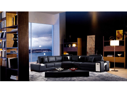 Designer Ecksofa Polster Wohnlandschaft Leder Couch Sofas Sofa XXL