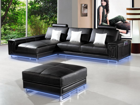 Ledersofa Sofa Couch Polster Eck Garnitur 190x334cm Wohnlandschaft L Form 2055