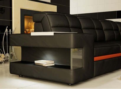Ledersofa Designersofa Ecksofa Couch Polster Sofa Eckgarnitur mit Beleuchtung