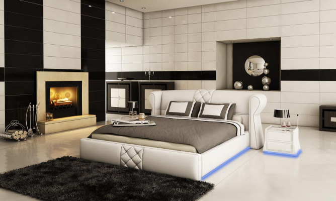 Leder Polster Bett Betten Hotel Klassisches Designer Doppel Ehe Schlafzimmer Neu