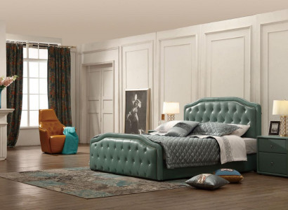 Modernes Design Hotel Bett XXL Betten Luxus Doppel Leder Chesterfield 180x200cm