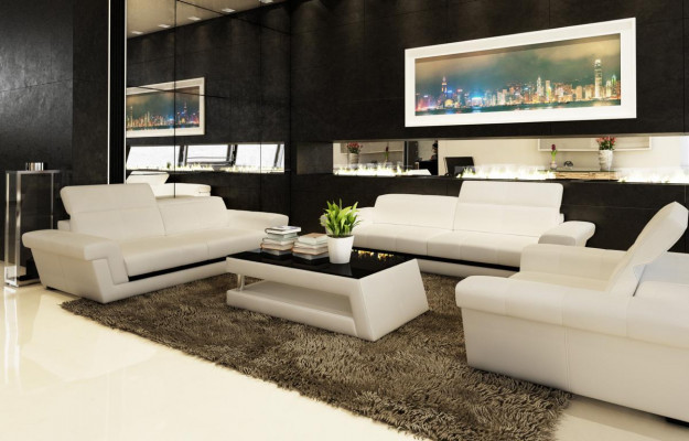 Ledersofa Couch Wohnlandschaft 3 Sitzer Design Modern Sofa 5136_3ER