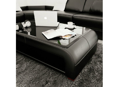 Sofatisch Design Tisch Wonzimmer Glas Leder Couch Beistell Sofa Kaffee