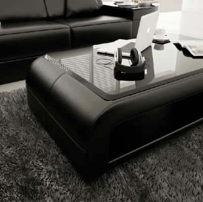 Sofatisch Design Tisch Wonzimmer Glas Leder Couch Beistell Sofa Kaffee