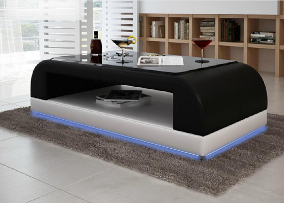 Sofatisch Glas Design Kaffee Tisch Wonzimmer Leder Couch Beistell Sofa